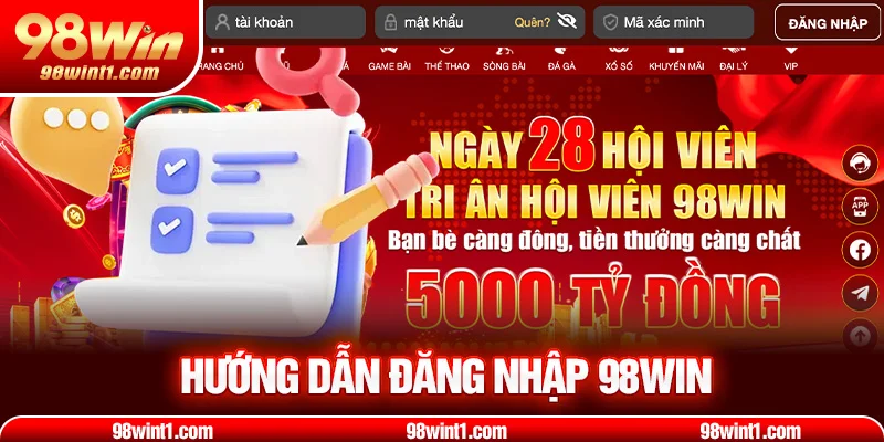 Hướng dẫn đăng nhập 98win